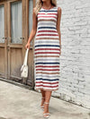 Slit Printed Round Neck Sleeveless Dress Casual Dresses - Tophatter Daily Deals