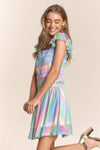 J.NNA Rainbow Smocked Mini Mesh Dress Casual Dresses - Tophatter Daily Deals