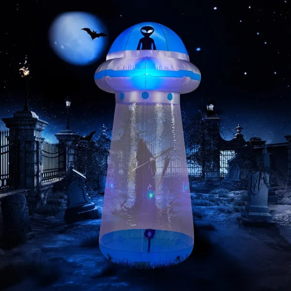 Inflatable UFO 8.8 Ft Yard Decor Halloween 2025 LED 3D Changing Face Moving Picture Frame - Tophatter Daily Deals