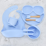11 Piece Baby Training Dinner Plate Bowl Blue 8PCS 0 - Tophatter Daily Deals