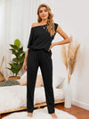 Boat Neck Top and Pants Lounge Set Loungewear Sets - Tophatter Daily Deals