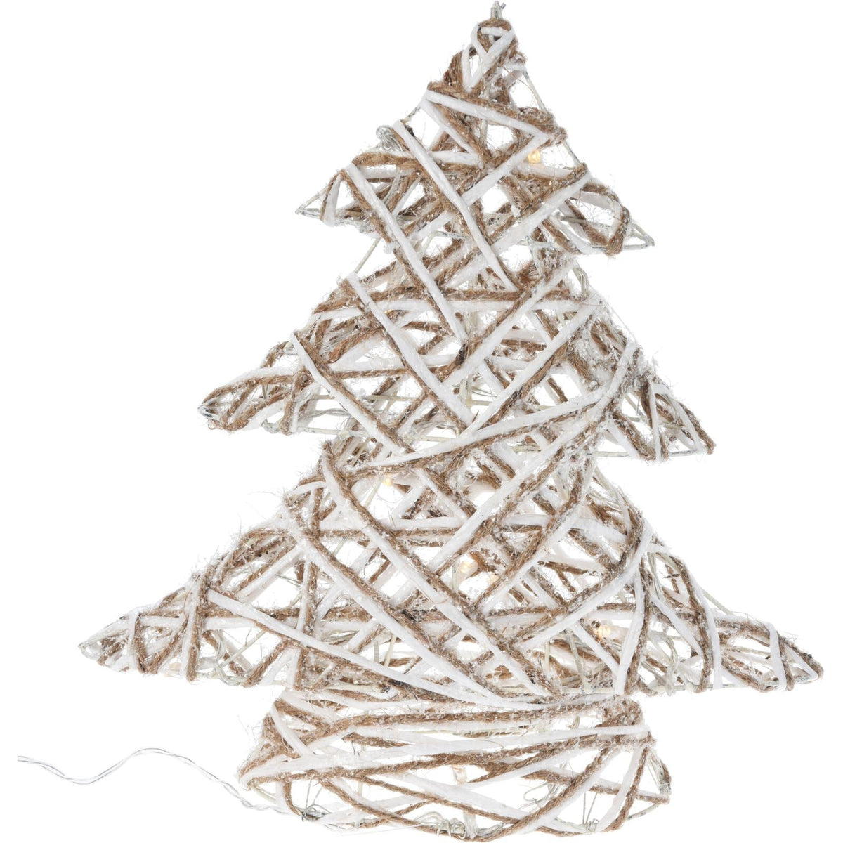 Illuminated Jute Christmas Tree with Glitter | Warm White LED Tree Light - 30cm LED Light - Tophatter Daily Deals