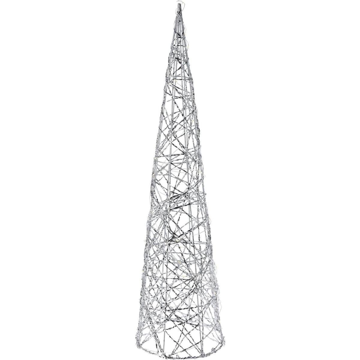 Silver Cone LED Christmas Tree | Warm White Pre-lit Light-Up Tree Cone - 60cm LED Light - Tophatter Daily Deals