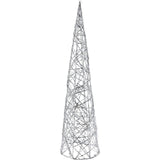 Silver Cone LED Christmas Tree | Warm White Pre-lit Light-Up Tree Cone - 60cm LED Light - Tophatter Daily Deals