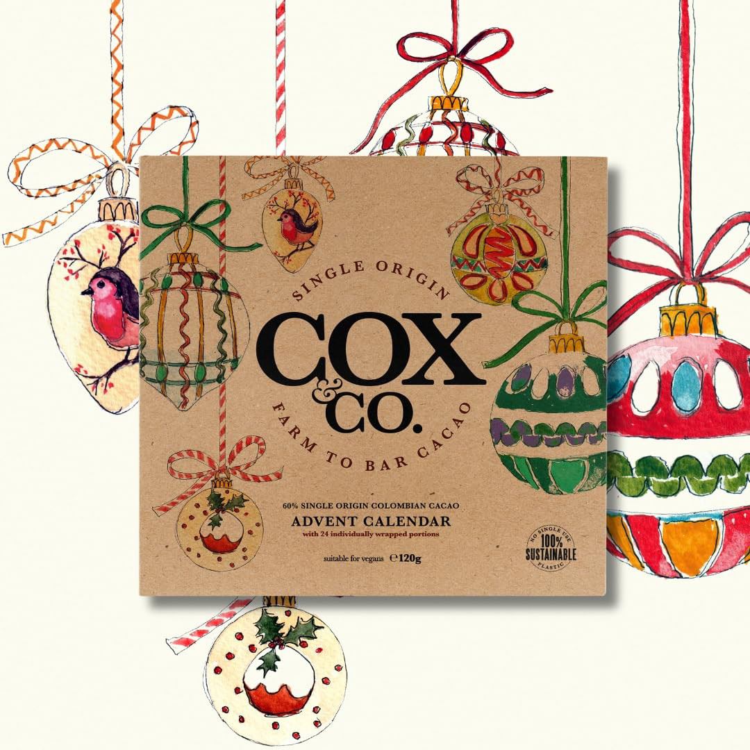 Cox & Co. 60% Single-Origin Dark Chocolate Christmas Advent Calendar for Adults Advent Calendar - Tophatter Daily Deals
