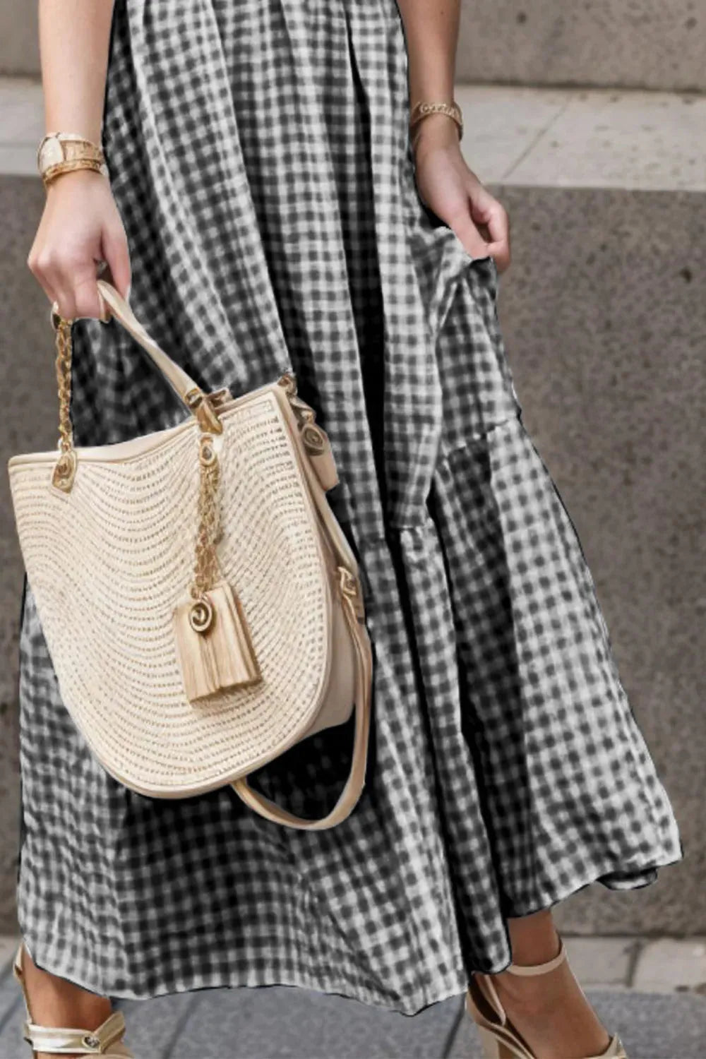 Full Size Smocked Ruffled Plaid Ruffle Hem Dress Casual Dresses - Tophatter Daily Deals