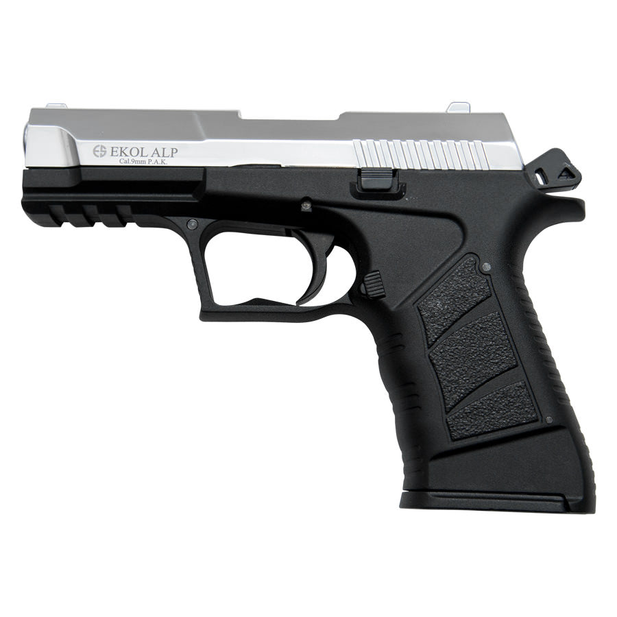 EKOL ALP Chrome Finish 9mm Sub-Compact V92F Blank Firing Replica Gun - Tophatter's Guns'N'Weapons Store - FREE SHIPPING Collectible Weapons - Tophatter Daily Deals