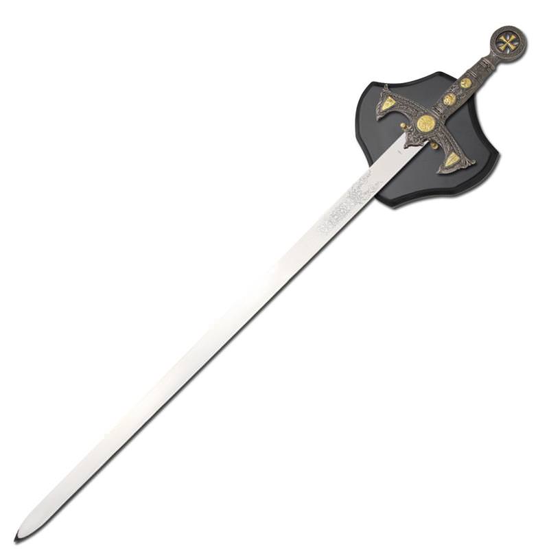 Medieval Century Templar Knight Crusader Sword With Wall Plaque - TOPHATTER'S ARMORY DEALS Collectible Weapons - Tophatter Daily Deals