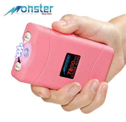 Monster 7.8 Million Volt Rechargeable Stun Gun - LED Light - Pink - Tophatter Daily Deals