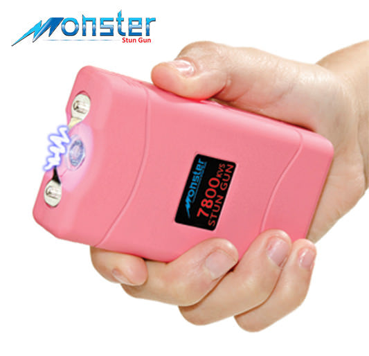 Monster 7.8 Million Volt Rechargeable Stun Gun - LED Light - Pink Collectible Weapons - Tophatter Daily Deals
