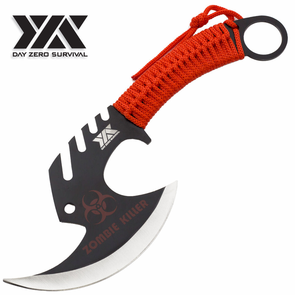 Zombie Killer Skullsplitter Throwing Axe - Day Zero Survival Red - TOPHATTER'S ARMORY DEALS Collectible Weapons - Tophatter Daily Deals