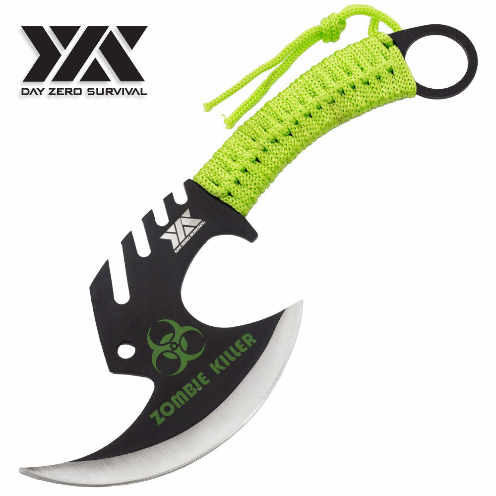 Zombie Killer Skullsplitter Throwing Axe - Day Zero Survival Green - TOPHATTER'S ARMORY DEALS Collectible Weapons - Tophatter Daily Deals