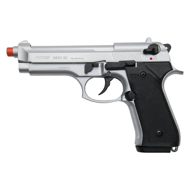Retay 9MM MOD 92 Front Firing Blank Gun Nickel Finish - Tophatter's Army Products & Self Defense Collectible Weapons - Tophatter Daily Deals
