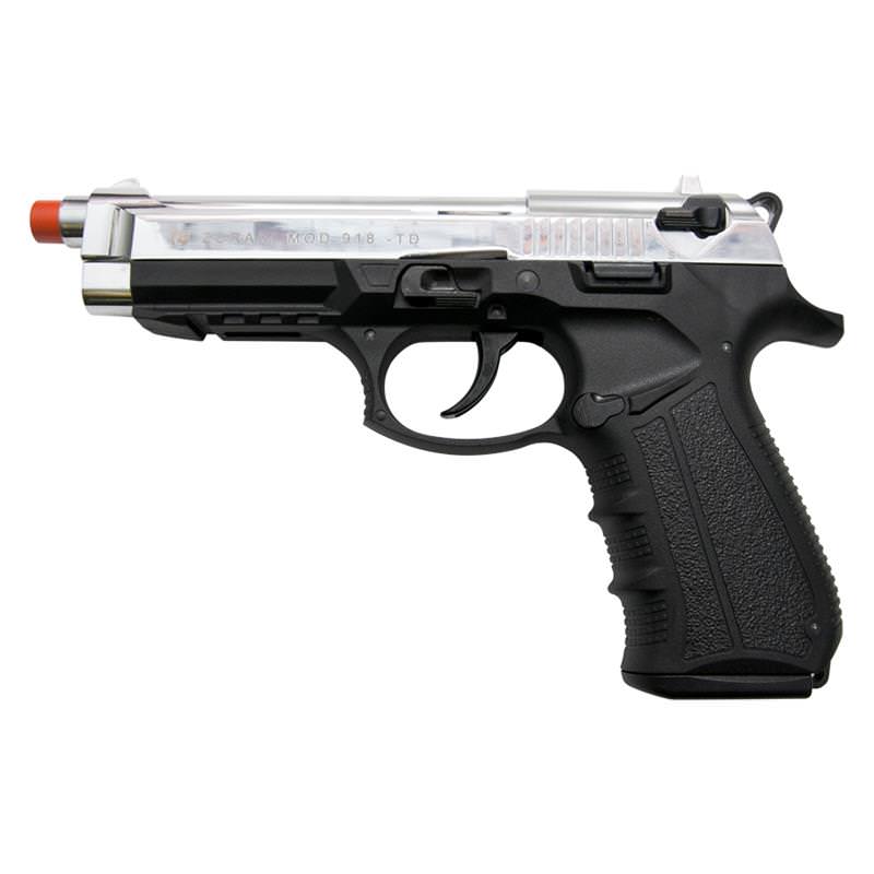 Zoraki Front Firing M918 Chrome Finish 9mm Blank Gun Pistol - Tophatter's Guns'N'Weapons Store - FREE SHIPPING Collectible Weapons - Tophatter Daily Deals