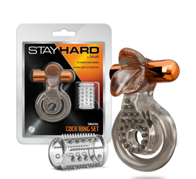 Stay Hard Vibrating Cock Ring Set with Textured Sleeve – Stamina Enhancer > Cock Ring > Vibrating - Tophatter Daily Deals