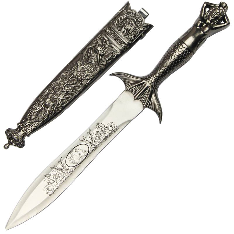 Mermaid Dagger With Intricate Detail Scabbard - Tophatter's Army Products & Self Defense Collectible Weapons - Tophatter Daily Deals