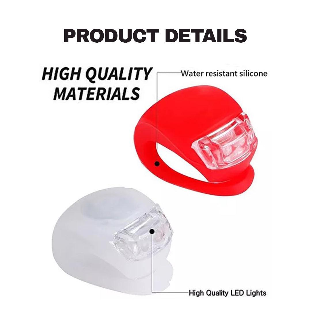 LED Lights for Bicycles - 2 LED Silicone Mountain Bike Bicycle Front Rear Lights Set Push Cycle Light Clip Cycling - Tophatter Daily Deals