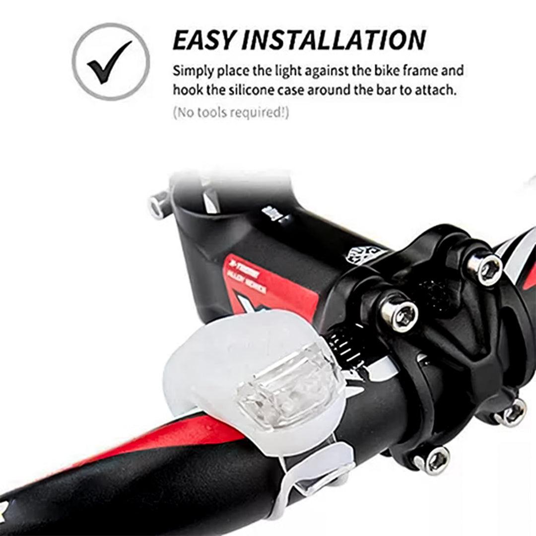 LED Lights for Bicycles - 2 LED Silicone Mountain Bike Bicycle Front Rear Lights Set Push Cycle Light Clip Cycling - Tophatter Daily Deals