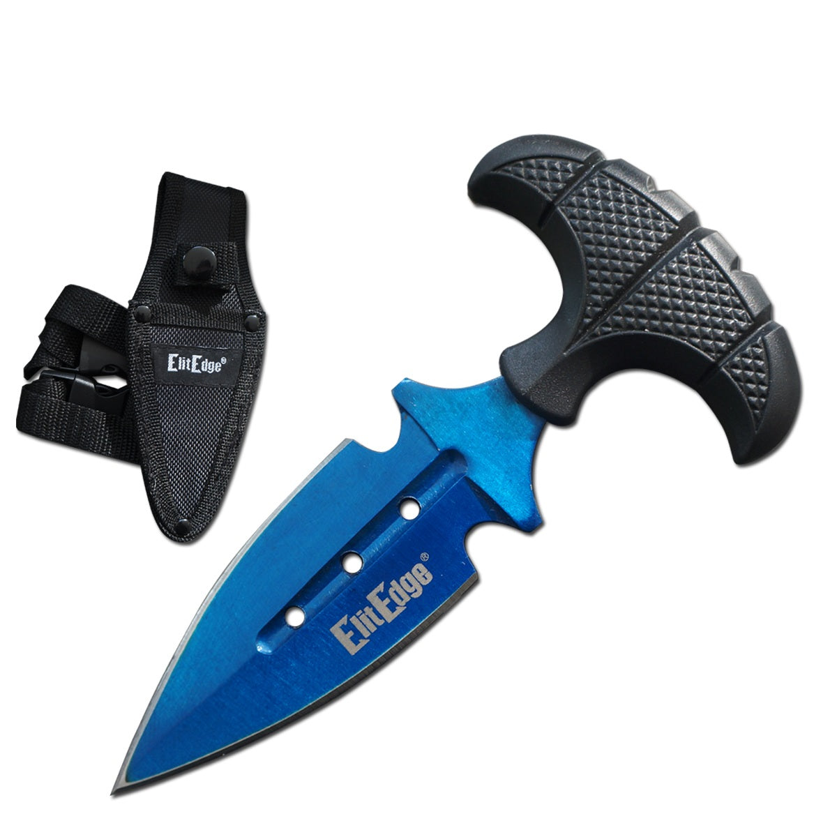 Blue Military Push Dagger Dual Edge Fixed Blade Knife - TOPHATTER'S ARMORY DEALS Collectible Weapons - Tophatter Daily Deals
