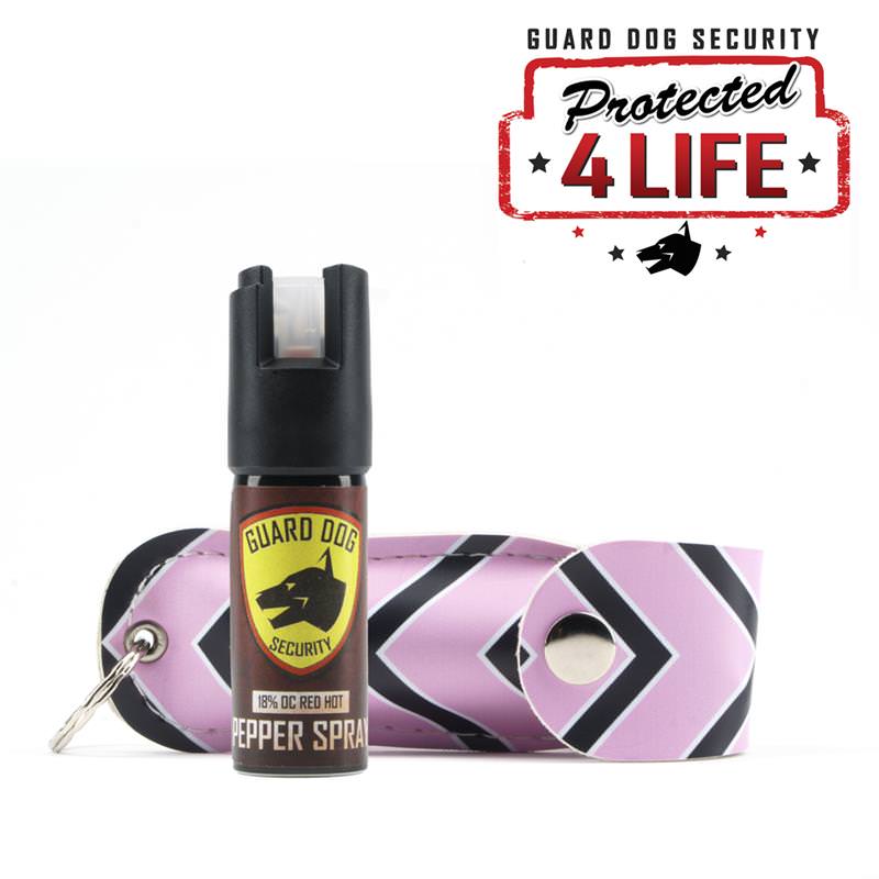 Personal Defense Pepper Spray OC-18 1/2 oz Fireista Pink / Black Chevron Collectible Weapons - Tophatter Daily Deals