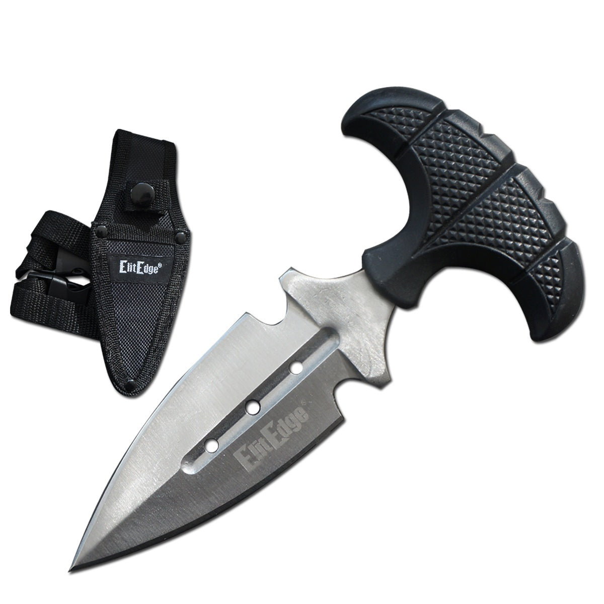 Silver Military Push Dagger Dual Edge Fixed Blade Knife - TOPHATTER'S ARMORY DEALS Collectible Weapons - Tophatter Daily Deals