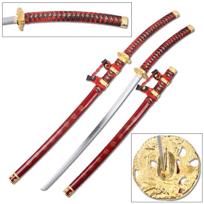 Jintachi Ceremonial Red Japanese Samurai Bushido Spirit Katana Sword - TOPHATTER'S ARMORY DEALS Collectible Weapons - Tophatter Daily Deals