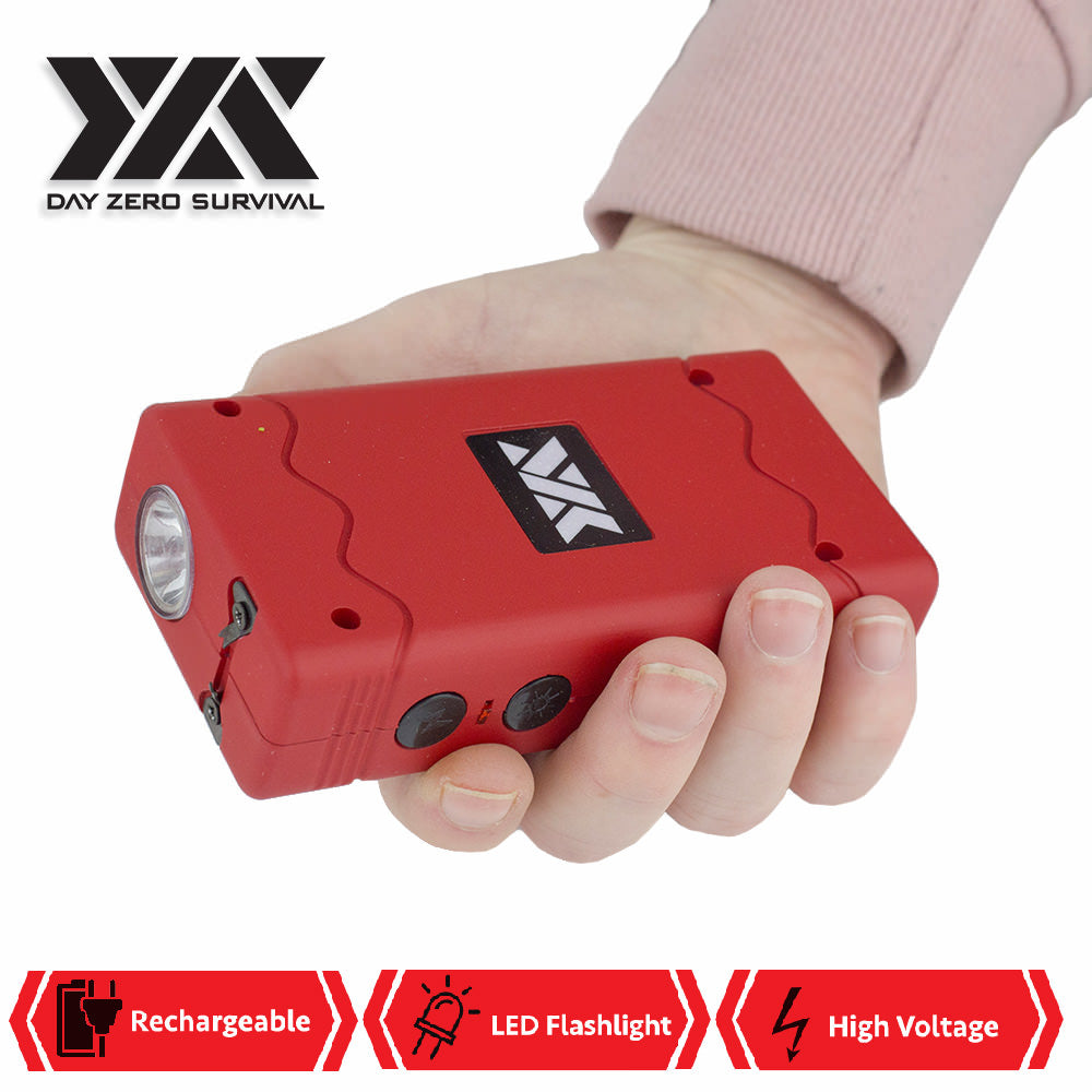 DZS Rechargeable Red Stun Gun with Safety Disable Pin LED Flashlight - Tophatter's Guns'N'Weapons Store Collectible Weapons - Tophatter Daily Deals