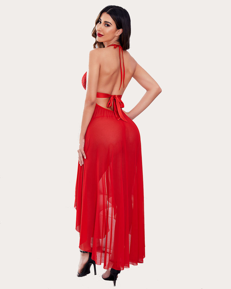 Christmas Mosaic Lace Mesh Dress Sleepwears-nightgowns - Tophatter Daily Deals