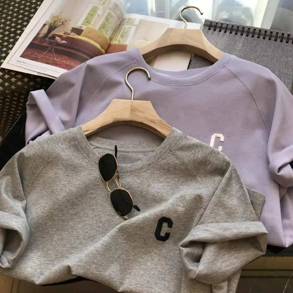 2Pcs Summer Women Tracksuit Soft Drawstring Elastic Waist Sport Clothes O Neck Letter Print T-shirt Lady Exercise Top Shorts Set - Tophatter Daily Deals