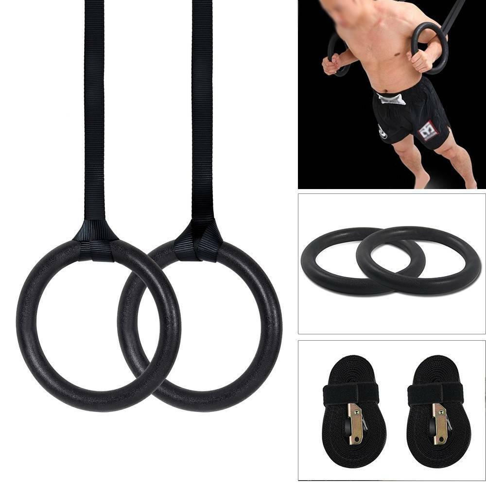 Gymnastics Rings With Straps - 2Pcs Gym Rings Adjustable Fitness Muscle Strength Training Strap Hoop Exercise & Fitness - Tophatter Daily Deals