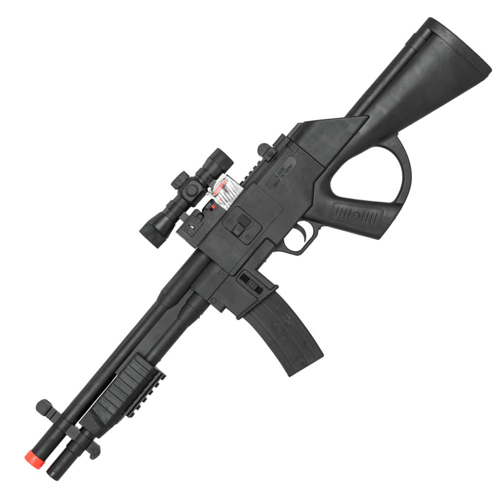 P2338A Spring Powered Airsoft Assault Rifle with Red Dot Laser Mock Scope Collectible Weapons - Tophatter Daily Deals