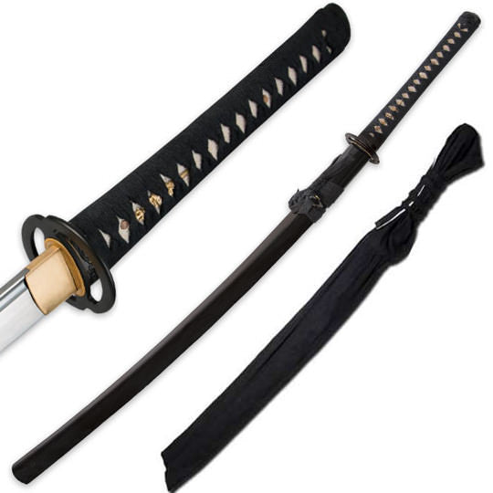 Hand Forged Carbon Steel Samurai Sword With Musashi Tsuba Functional - Tophatter's Guns'N'Weapons Store - FREE SHIPPING Collectible Weapons - Tophatter Daily Deals