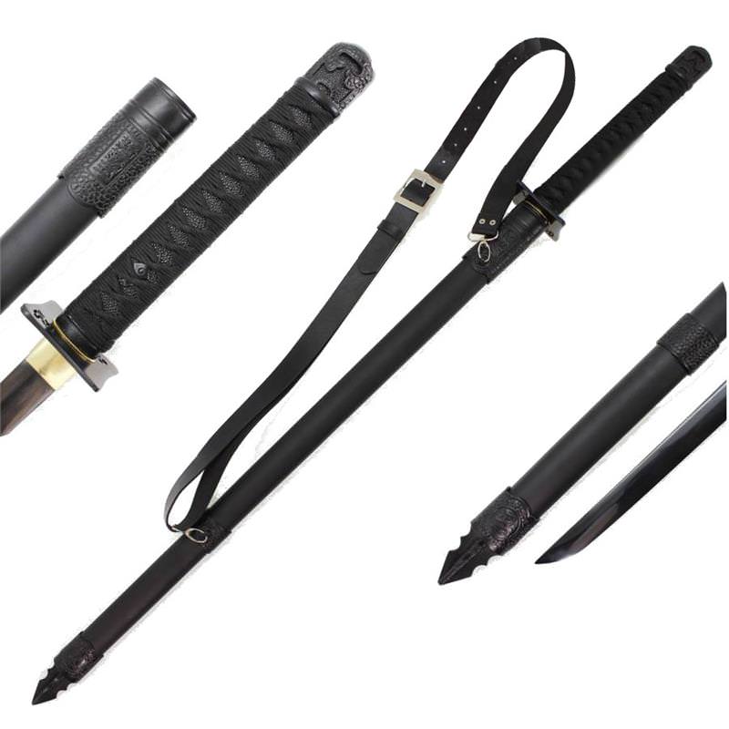 Kouga Ninja Full Tang Functional Carbon Steel Sword With Shoulder Strap - TOPHATTER'S ARMORY DEALS Collectible Weapons - Tophatter Daily Deals