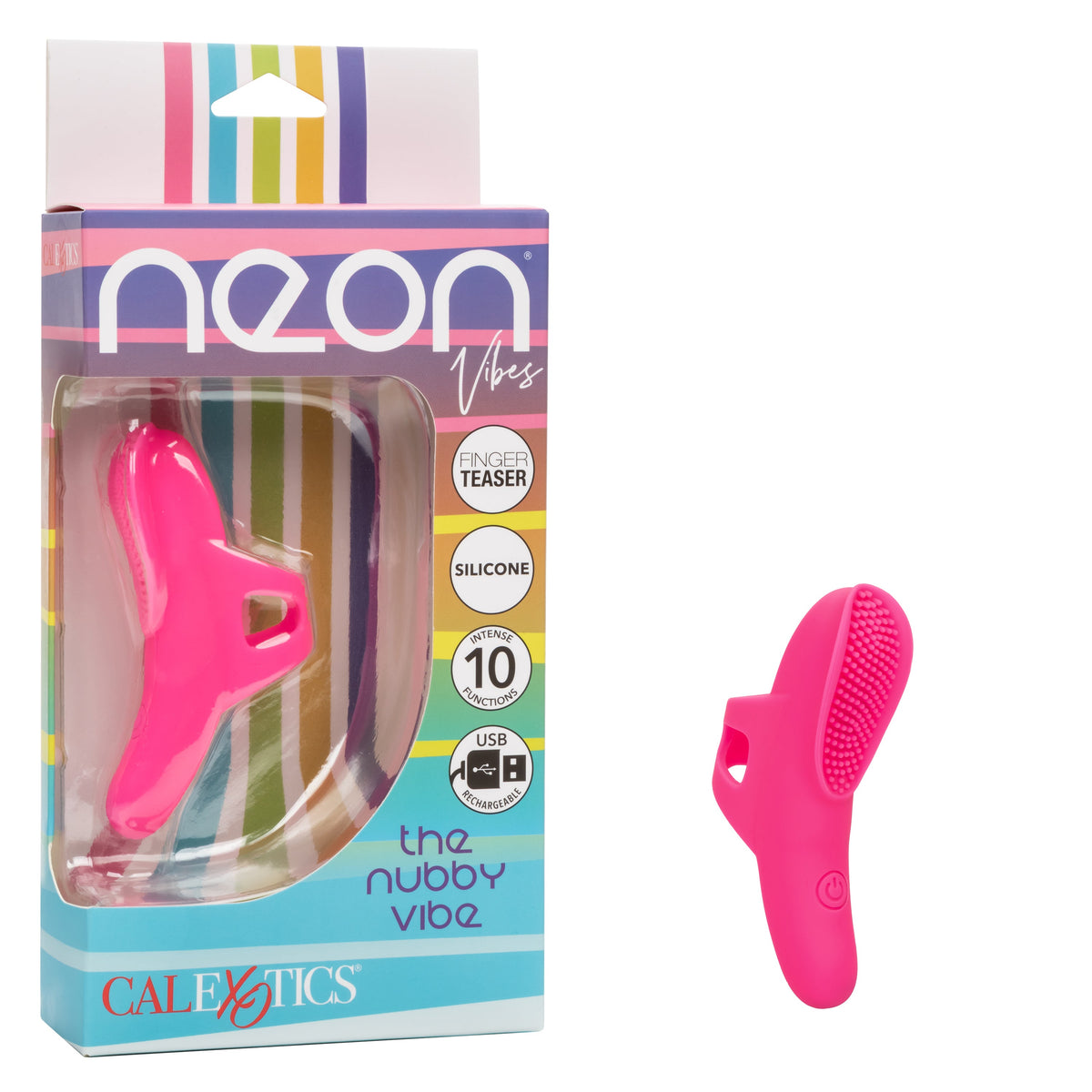 Neon Vibes The Nubby Vibe Pink Silicone Finger Teaser with 10 Functions and Rechargeable > Vibrators > Finger Vibrators - Tophatter Daily Deals