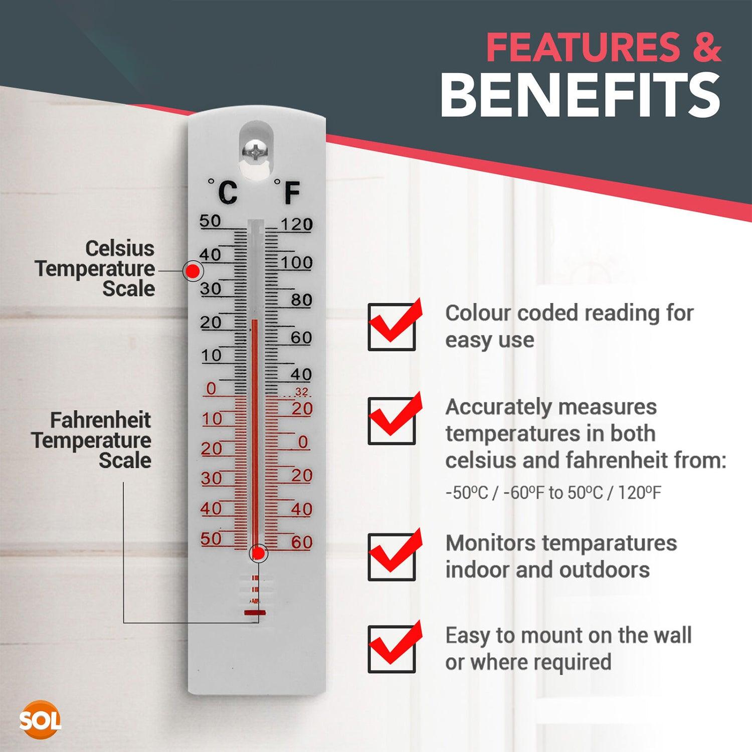 Indoor Wall Thermometer - 2 Wall Thermometer Indoor Outdoor Home Room Office Garden Greenhouse Temperature Apparel & Accessories - Tophatter Daily Deals