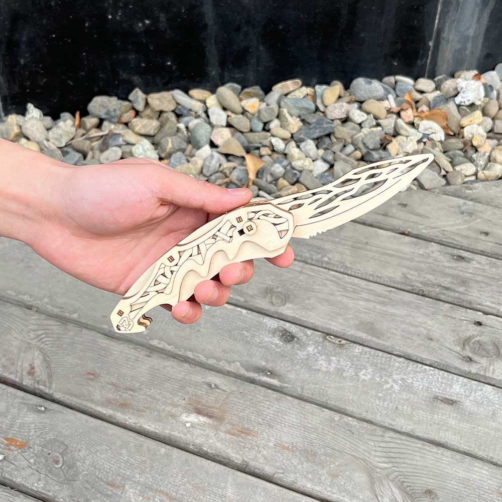 3D Folding Knife Puzzle Wooden Model Kit - Tophatter Daily Deals
