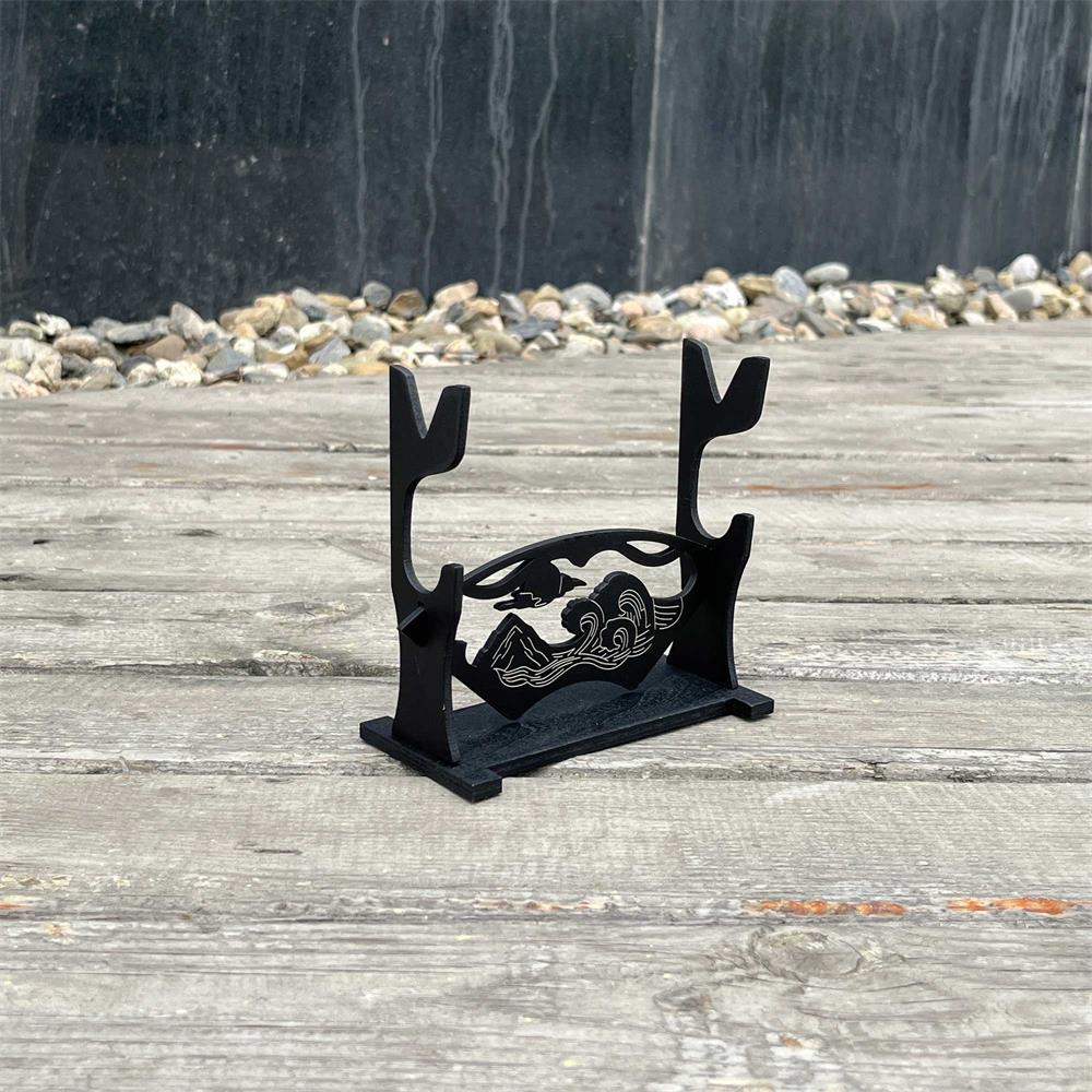2-Layer Wooden Landscape Pattern Weapon Display Holder 1 Holder - Tophatter Daily Deals