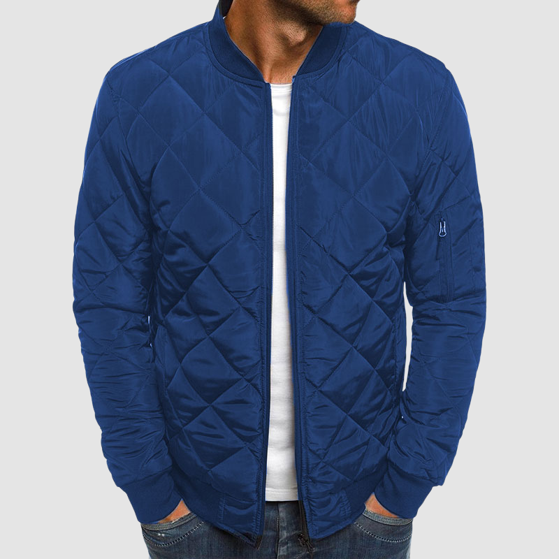 Lightweight Men's Quilted Jacket - Bomber, Ribbed Collar - Tophatter Daily Deals