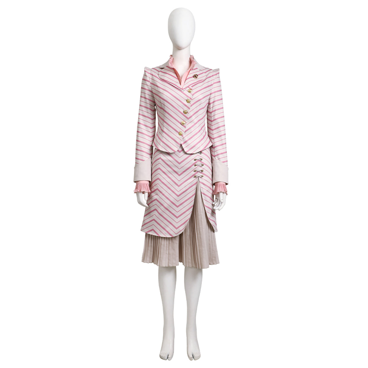 Wicked (2024) Glinda Pinstripe Suit Cosplay Costume Costume - Tophatter Daily Deals