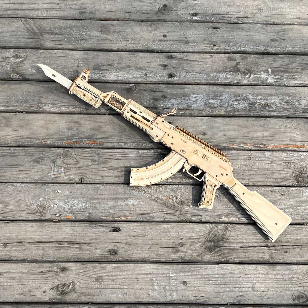 AK47 Wooden Rubber Band Replica Gun Model Kit - Tophatter Daily Deals