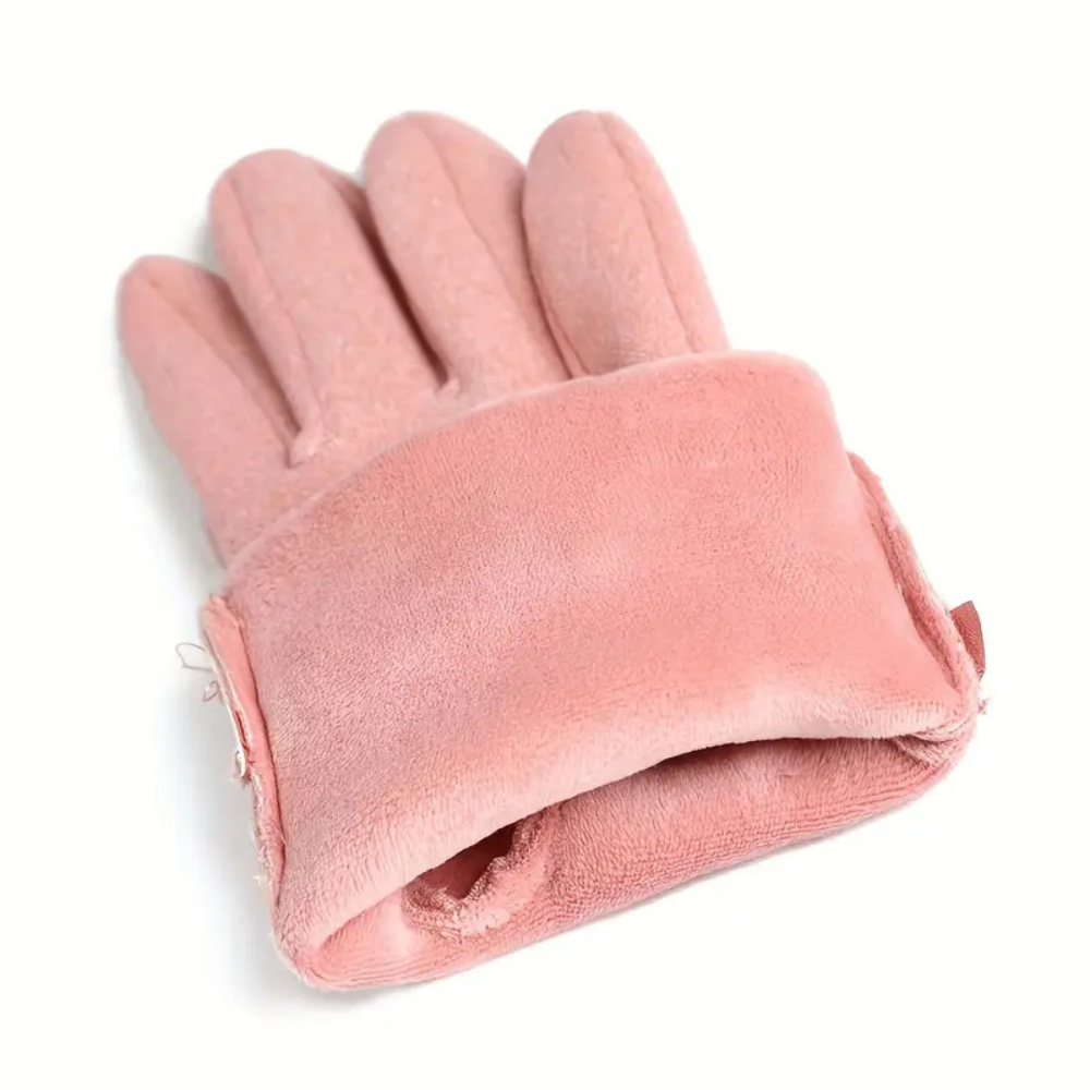 Warm Womens Touchscreen Gloves - Short Fitted Suede Winter - Tophatter Daily Deals