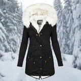 Warm Flattering Women's Parka - Longline, Faux Fur, Winter Black - Tophatter Daily Deals