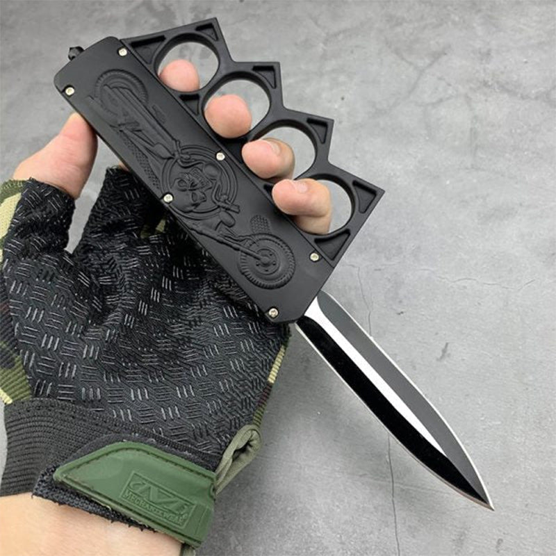 SKULL KNUCKLE AUTOMATIC KNIFE - Tophatter Daily Deals