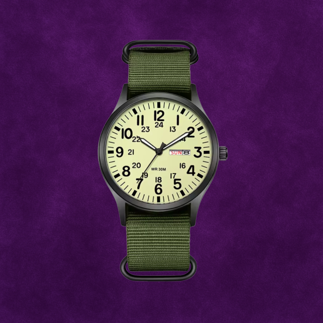 Adventure Men’s Watch – Waterproof, Scratch-Resistant, Nylon Strap, Rugged Outdoor Design Green Fluorescent Men's wristwatches - Tophatter Daily Deals