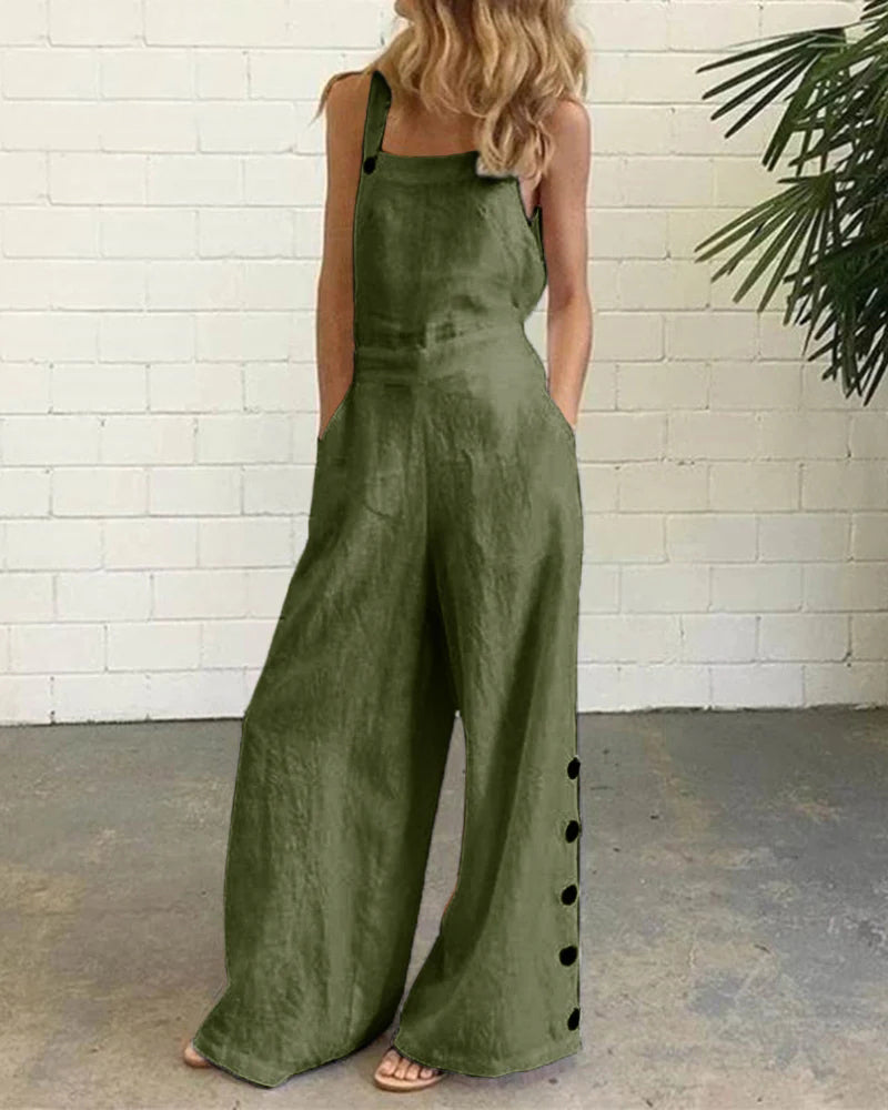 Wide Leg Bib Pants Rompers Army Green Jumpsuits & Rompers - Tophatter Daily Deals