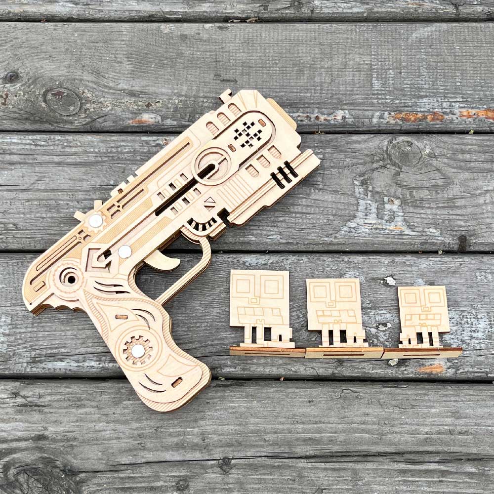 3D Wooden Kit Training Dragon Rubber Band Pistol Model Kit - Tophatter Daily Deals
