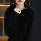 Warm Cozy Womens Knit Hoodie - Relaxed Fit, Soft Knit Black - Tophatter Daily Deals