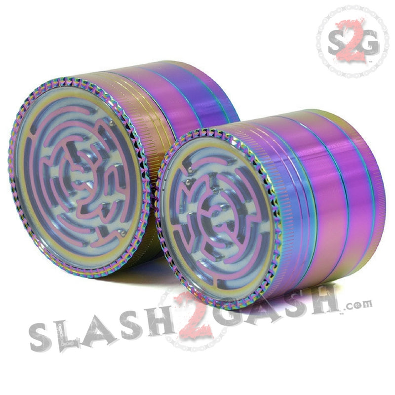 Rainbow Stainless Steel Magnetic Spice Herb Grinder w/ Maze 4 pc Game Smoking Accessories - Tophatter Daily Deals