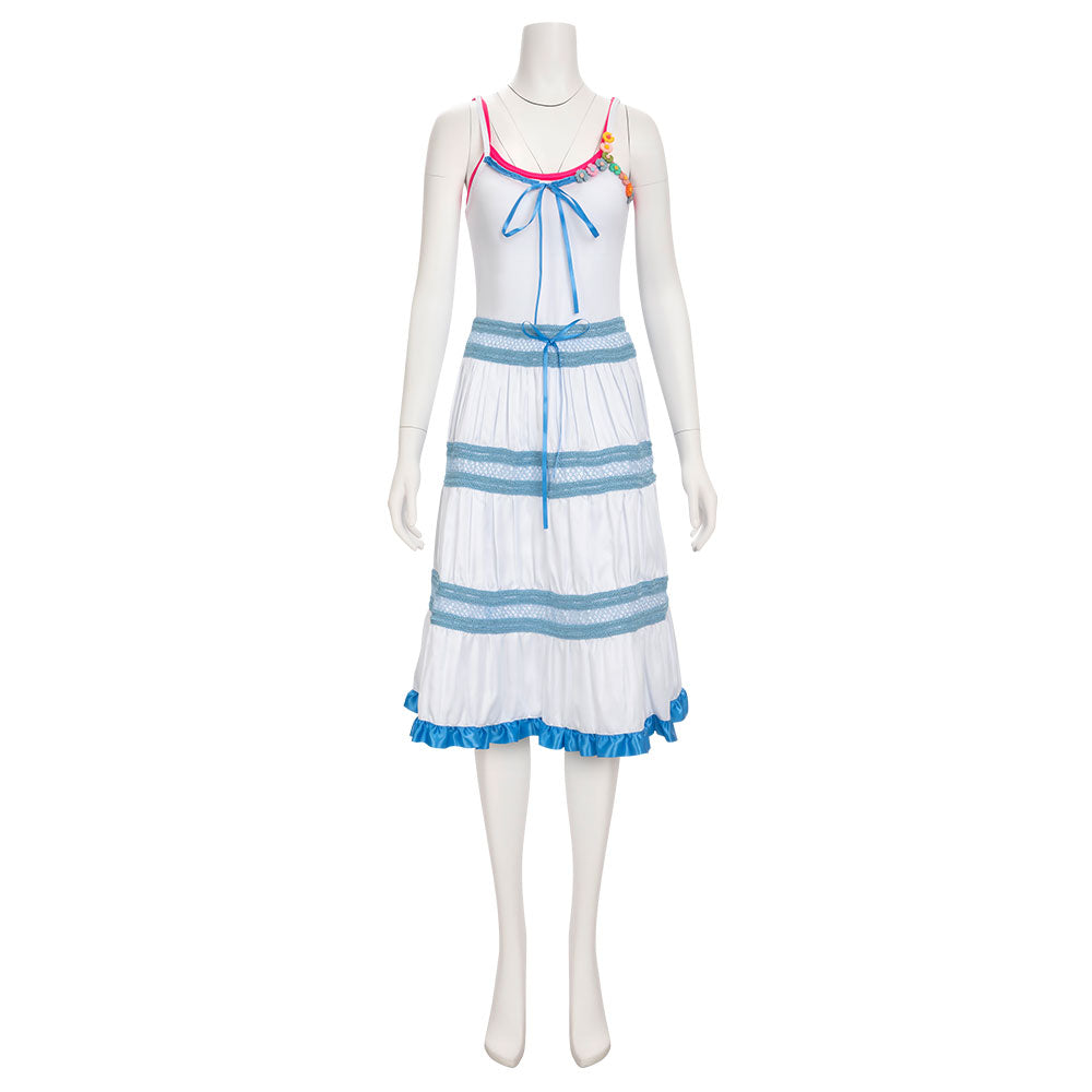 Final Fantasy VII Rebirth Aerith Gainsborough Blue White Dress Cosplay Costume - Tophatter Daily Deals