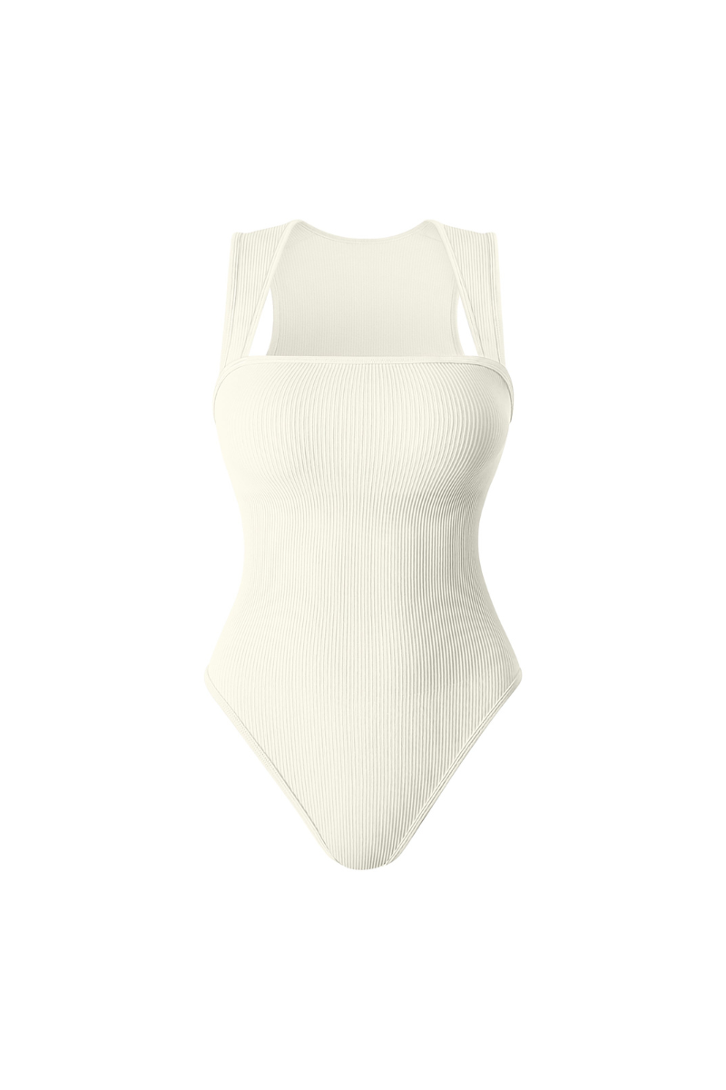 Revenge Body Racerback Wide Straps Bodysuit Beige Bodysuit - Tophatter Daily Deals